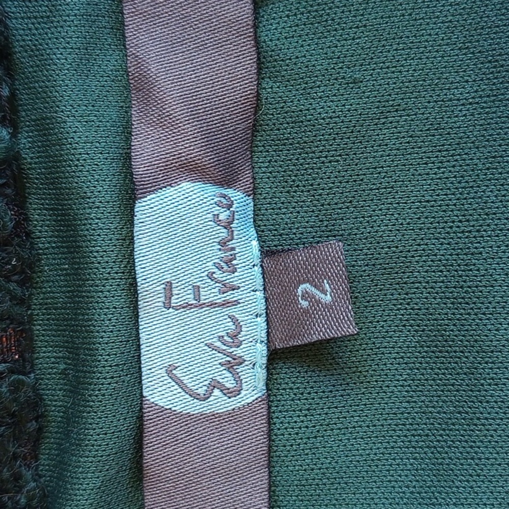 Eva Franco Plaid Circle Mini Skirt 2 MADE IN USA Green Bronze Metallic Lined - Picture 3 of 8
